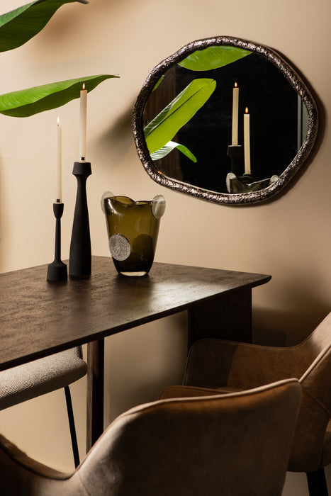 Paislie Nickel Organic Shaped Round Mirror
