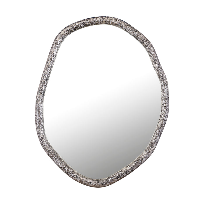 Paislie Nickel Organic Shaped Round Mirror