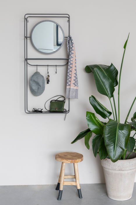 Spiegel Wall Rack Mirror Duco Metaal Zwart 50x16 cm-Spiegels-Creating Home