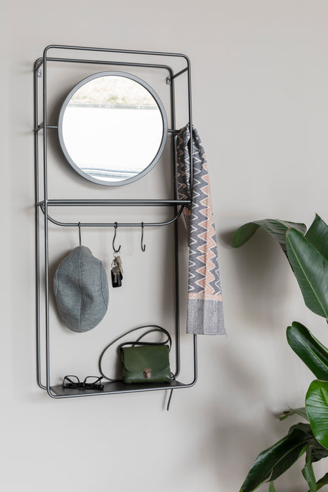 Spiegel Wall Rack Mirror Duco Metaal Zwart 50x16 cm-Spiegels-Creating Home