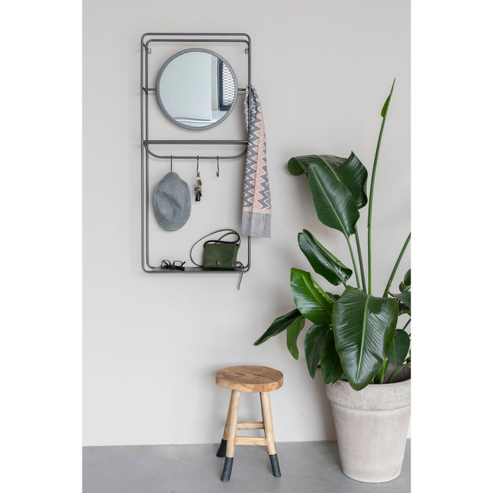 Spiegel Wall Rack Mirror Duco Metaal Zwart 50x16 cm-Spiegels-Creating Home