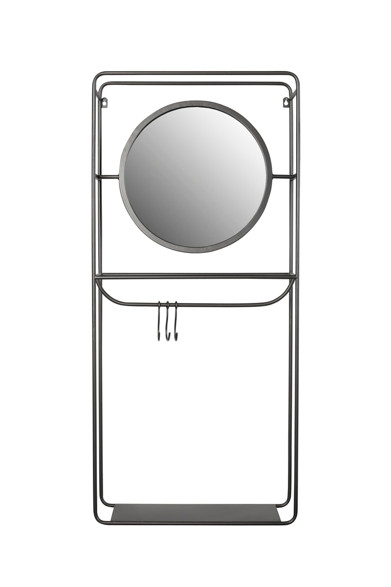 Spiegel Wall Rack Mirror Duco Metaal Zwart 50x16 cm-Spiegels-Creating Home