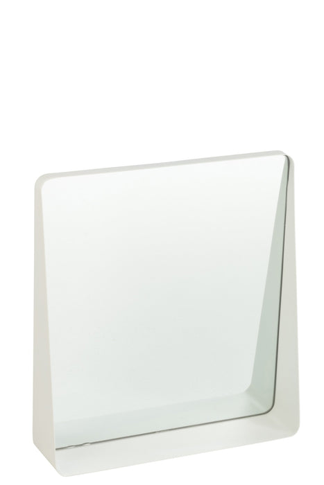 Spiegel Wit ijzer Vierkant 9x38 cm-Spiegels-J-Line