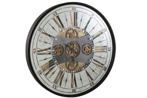 Spiegel Zwart Glas Rond 78 cm 78x78x8 cm-Klokken-J-Line