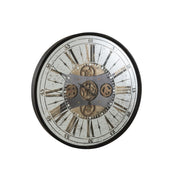 Spiegel Zwart Glas Rond 78 cm 78x78x8 cm-Klokken-J-Line