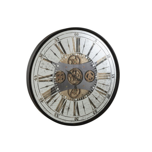 Spiegel Zwart Glas Rond 78 cm 78x78x8 cm-Klokken-J-Line