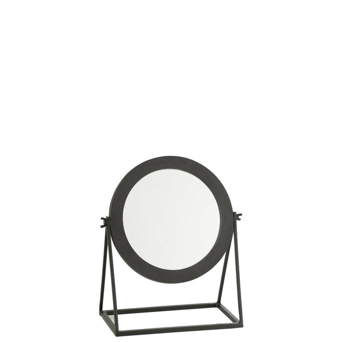 Spiegel Zwart Ijzer Rond 30 cm Zwart 30x35x15 cm-Spiegels-J-Line