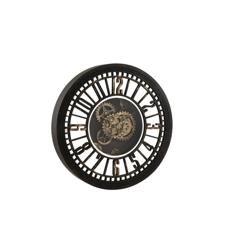 Spiegel Zwart Mdf Rond 60 cm 60.5x60.5x8.5 cm-Klokken-J-Line