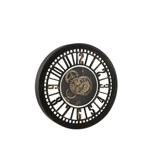 Spiegel Zwart Mdf Rond 60 cm 60.5x60.5x8.5 cm-Klokken-J-Line