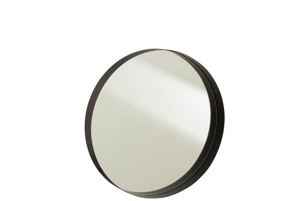 Spiegel Zwart ijzer Rond 40 cm 40x40x5 cm-Spiegels-J-Line