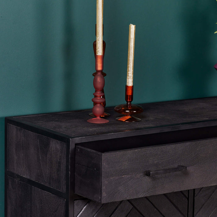 Starfurn Kabinet kast New York | Mangohout en staal | 100 cm-Bergkasten-Starfurn