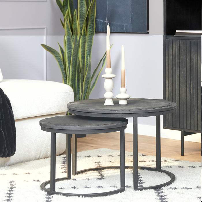 Starfurn Salontafel set Ora | Zwart Kadappa Stone 60-45 cm-Salontafels-Starfurn