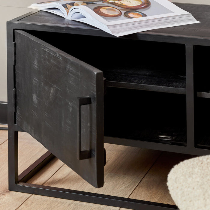 Starfurn Tv meubel Denver Black 100 cm | Mangohout en staal-TV-meubels-Starfurn