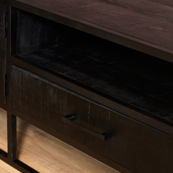 Starfurn Tv meubel Denver Black 240 cm | Mangohout en staal-TV-meubels-Starfurn