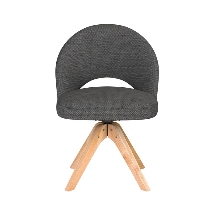 Stoel Mick Grijs met houten draaivoet-Eetkamerstoelen-Creating Home