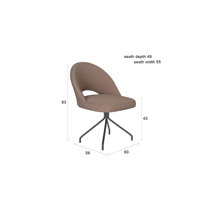 Stoel Mick Grijs met spinpoot draaivoet-Eetkamerstoelen-Creating Home