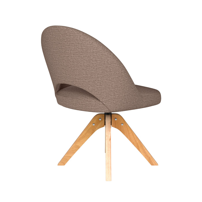 Stoel Mick Taupe met houten draaivoet-Eetkamerstoelen-Creating Home