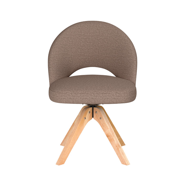 Stoel Mick Taupe met houten draaivoet-Eetkamerstoelen-Creating Home