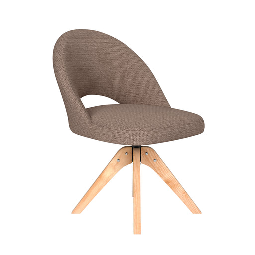 Stoel Mick Taupe met houten draaivoet-Eetkamerstoelen-Creating Home