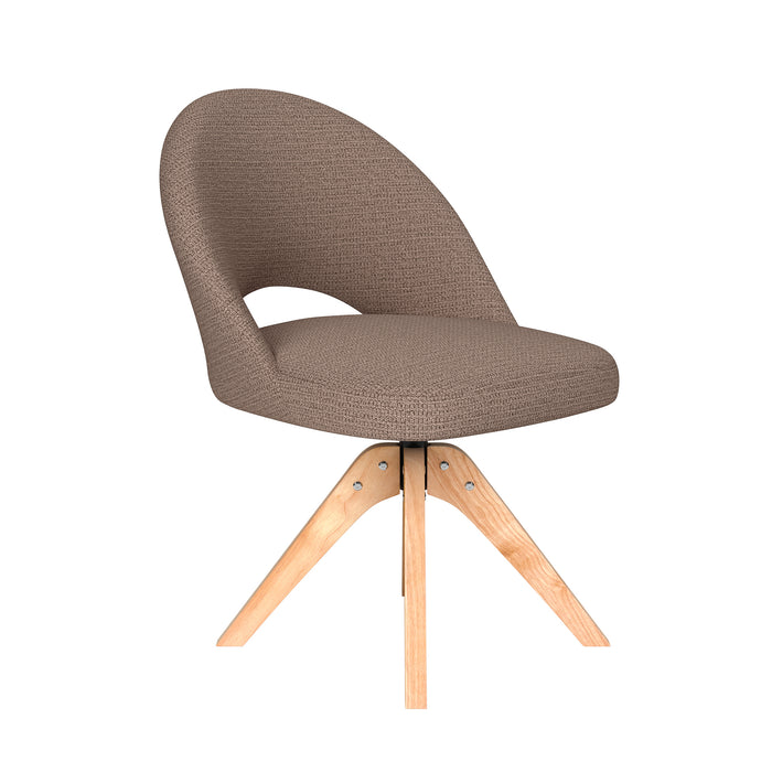 Stoel Mick Taupe met houten draaivoet-Eetkamerstoelen-Creating Home