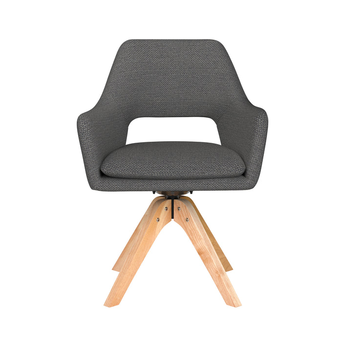 Stoel Mos Grijs met houten draaivoet-Eetkamerstoelen-Creating Home