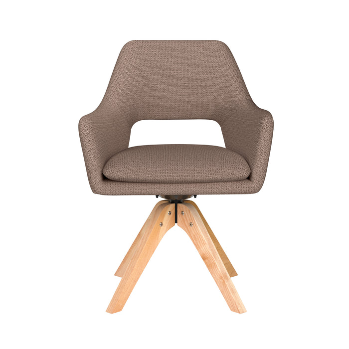 Stoel Mos Taupe met houten draaivoet-Eetkamerstoelen-Creating Home