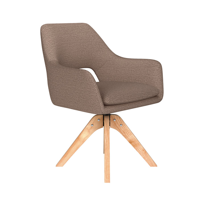 Stoel Mos Taupe met houten draaivoet-Eetkamerstoelen-Creating Home