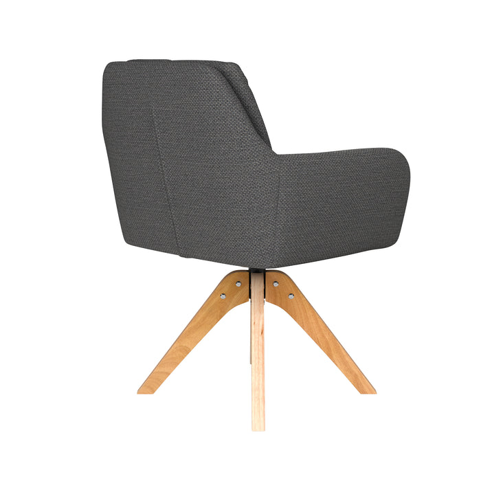 Stoel Pete Grijs met houten draaivoet-Eetkamerstoelen-Creating Home