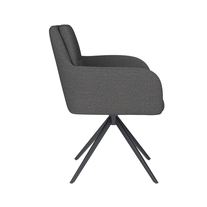 Stoel Pete Grijs met metalen draaivoet-Eetkamerstoelen-Creating Home