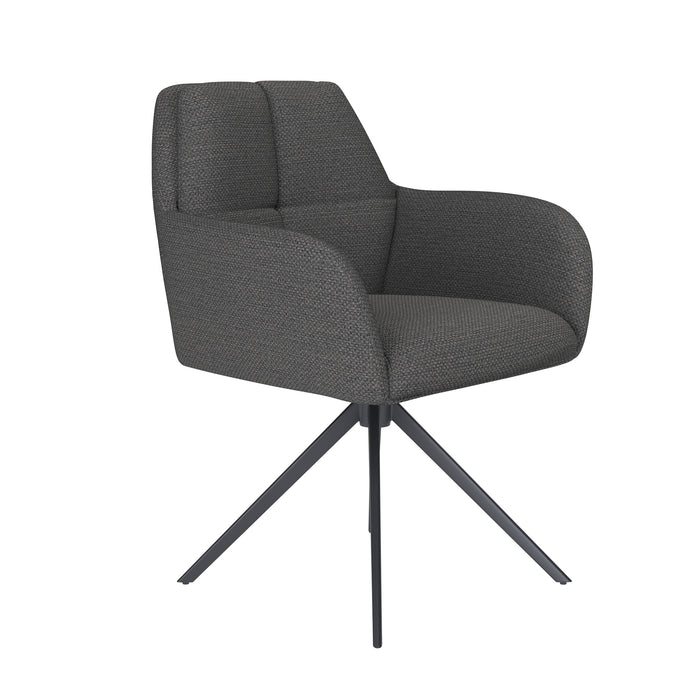 Stoel Pete Grijs met metalen draaivoet-Eetkamerstoelen-Creating Home