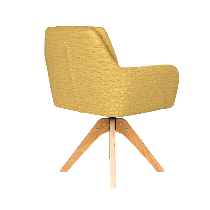 Stoel Pete Oker met houten draaivoet-Eetkamerstoelen-Creating Home