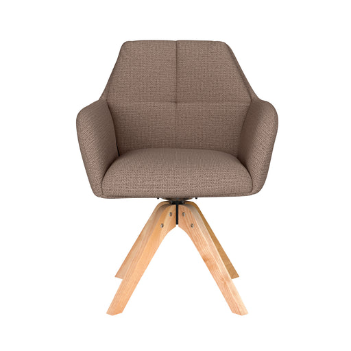 Stoel Pete Taupe met houten draaivoet-Eetkamerstoelen-Creating Home