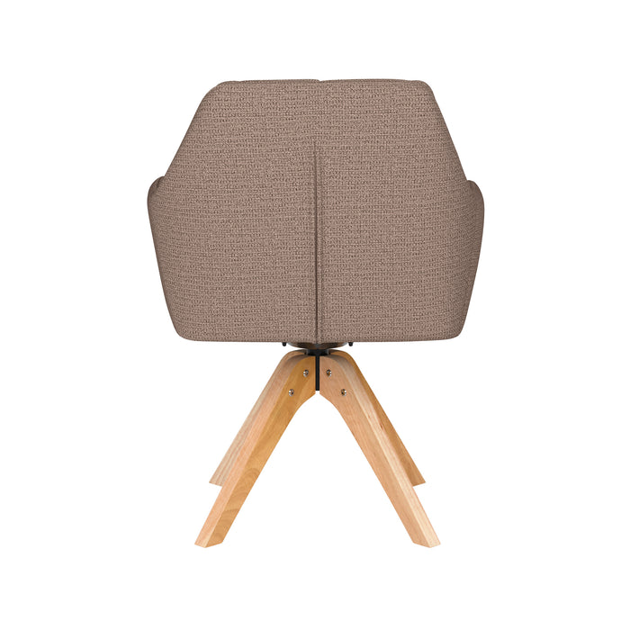 Stoel Pete Taupe met houten draaivoet-Eetkamerstoelen-Creating Home