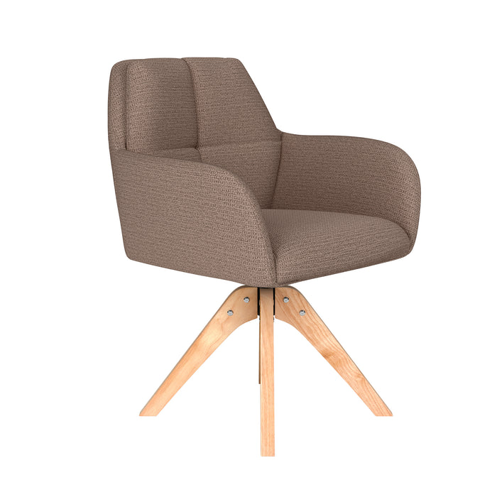 Stoel Pete Taupe met houten draaivoet-Eetkamerstoelen-Creating Home
