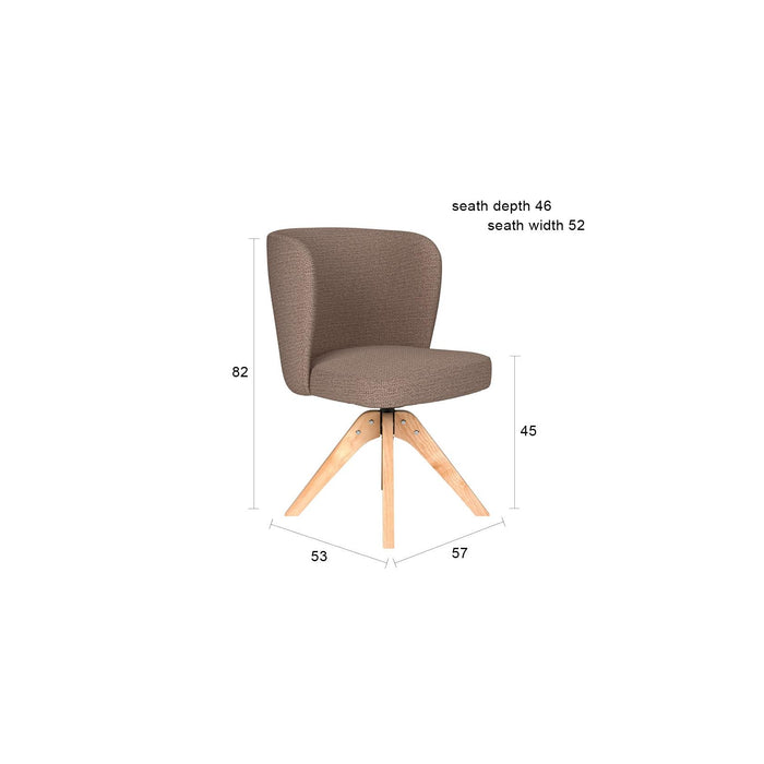 Stoel Stan Oker met houten draaivoet-Eetkamerstoelen-Creating Home