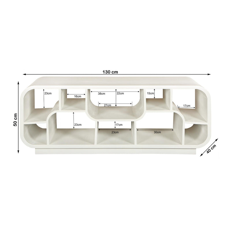 TV-meubel Brix Eettafel Mangohout Wit 130x40x50 cm-TV-meubels-Livingfurn