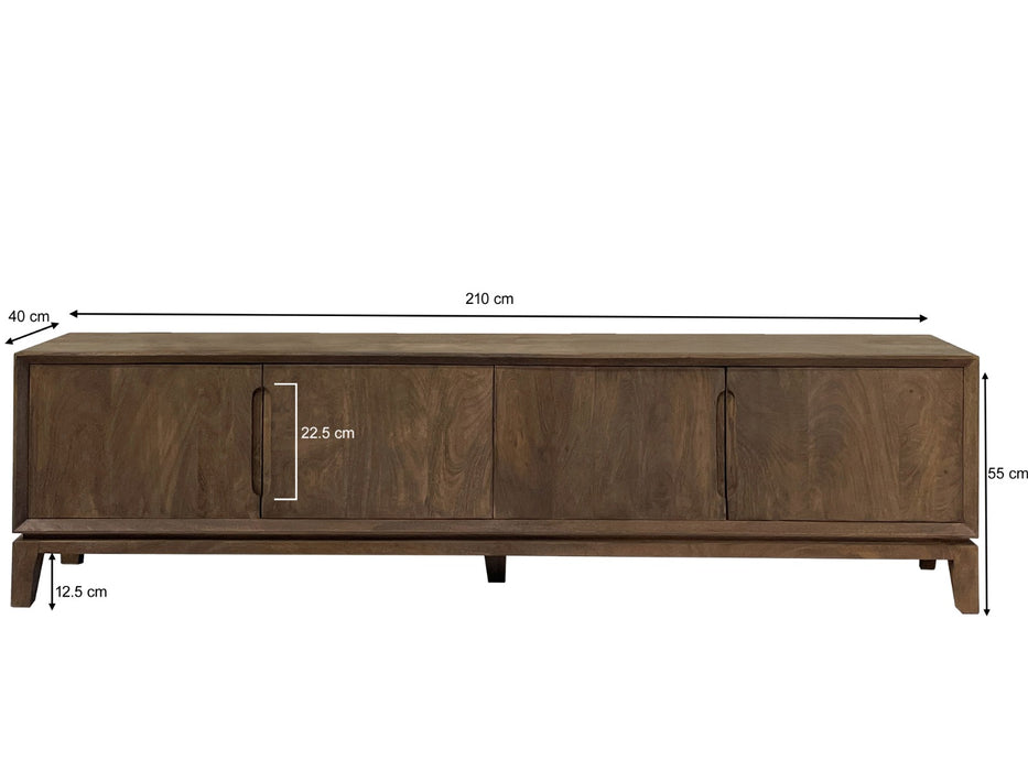 TV-meubel Cortez Mangohout Bruin 210x40 cm-TV-meubels-Livingfurn