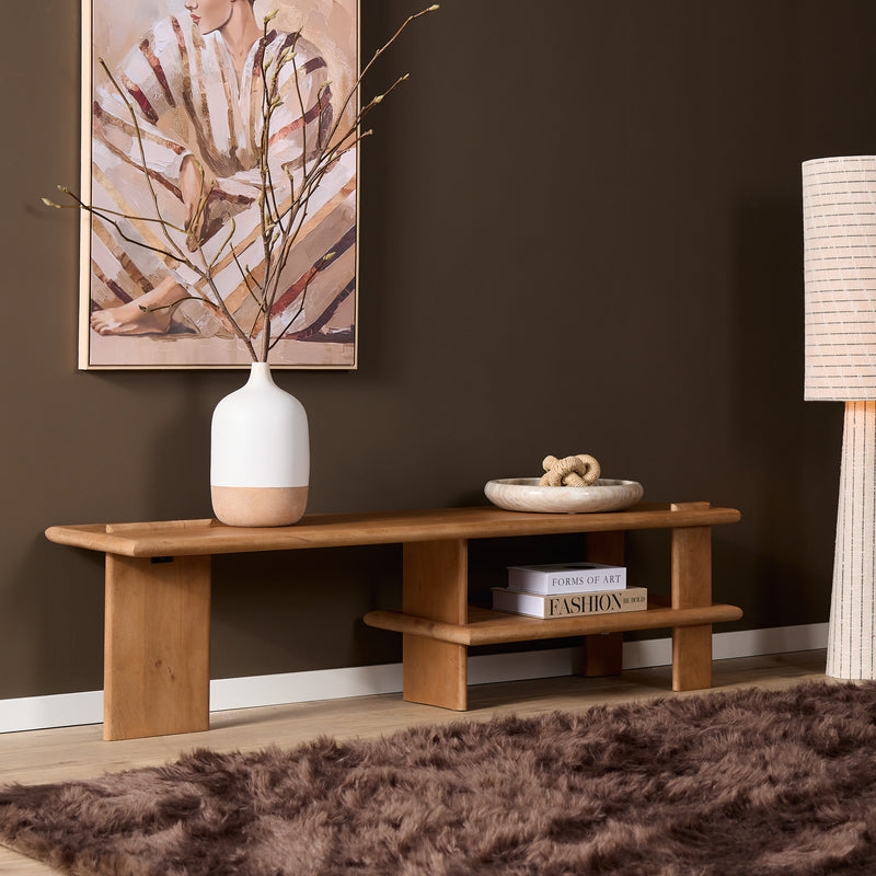 TV-meubel Lina Naturel Mangohout 160x44 cm-TV-meubels-Starfurn
