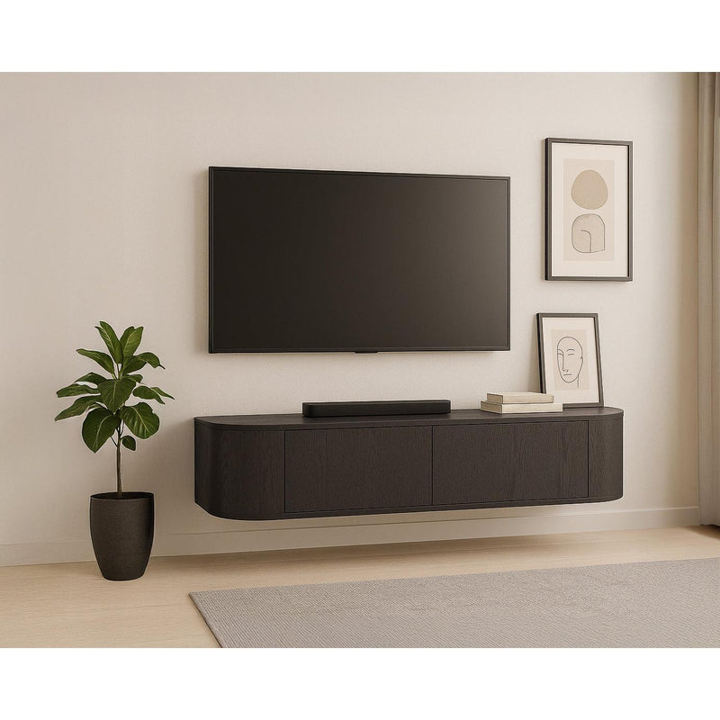 TV-meubel Novero Eikenhout fineer Bruin 140x35x33 cm-TV-meubels-Livingfurn
