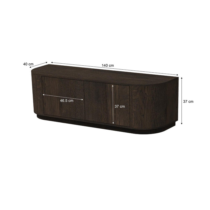 TV-meubel Novero Eikenhout fineer Bruin 140x40x45 cm-TV-meubels-Livingfurn