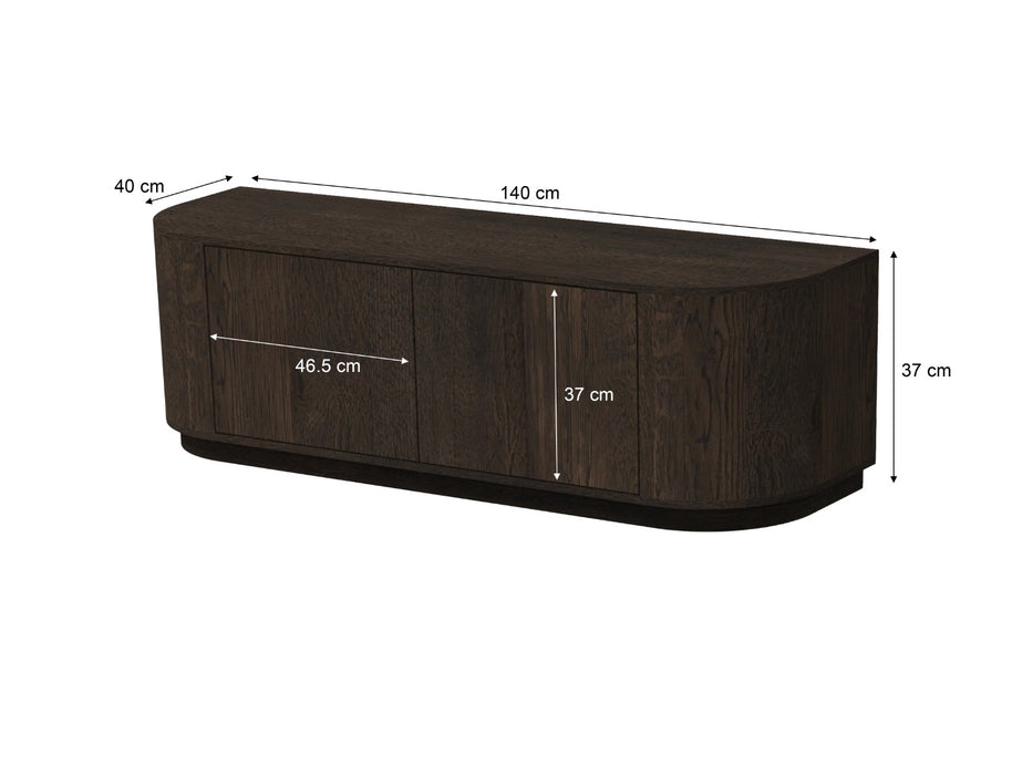 TV-meubel Novero Eikenhout fineer Bruin 140x40x45 cm-TV-meubels-Livingfurn