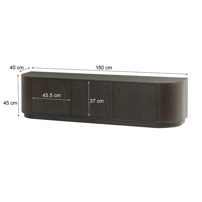TV-meubel Novero Eikenhout fineer Bruin 180x40x45 cm-TV-meubels-Livingfurn