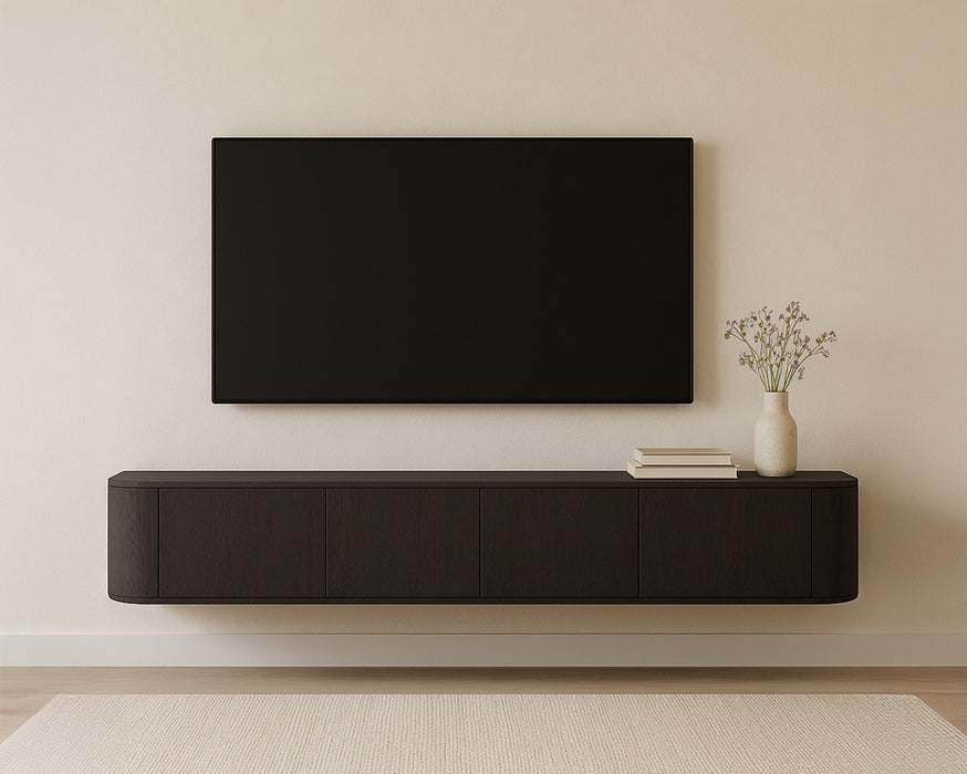 TV-meubel Novero Eikenhout fineer Bruin 220x35x33 cm-TV-meubels-Livingfurn