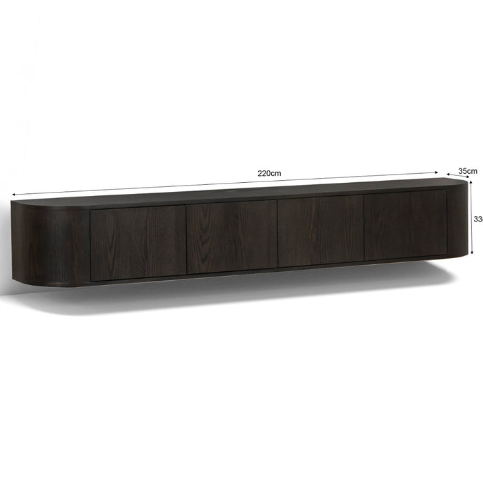 TV-meubel Novero Eikenhout fineer Bruin 220x35x33 cm-TV-meubels-Livingfurn