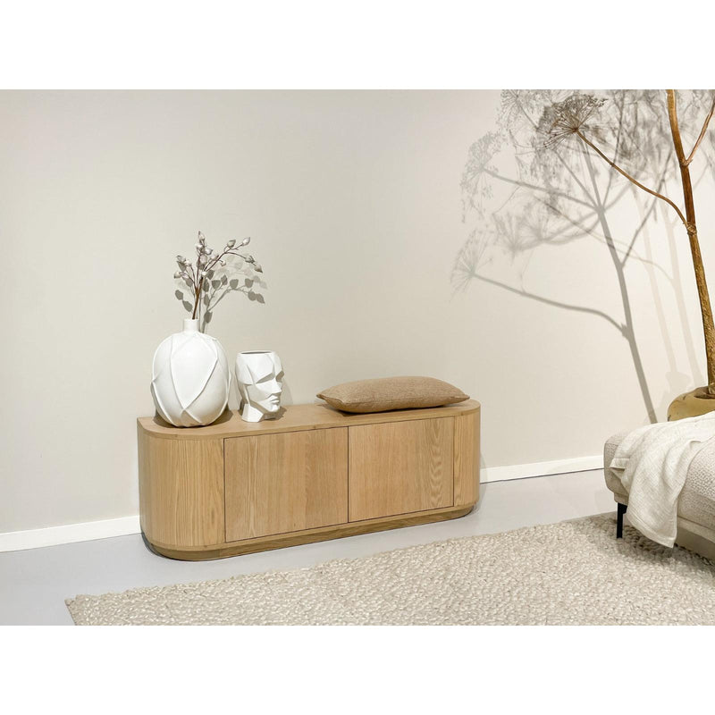 TV-meubel Novero Eikenhout fineer Naturel hout 140x40x45 cm-TV-meubels-Livingfurn