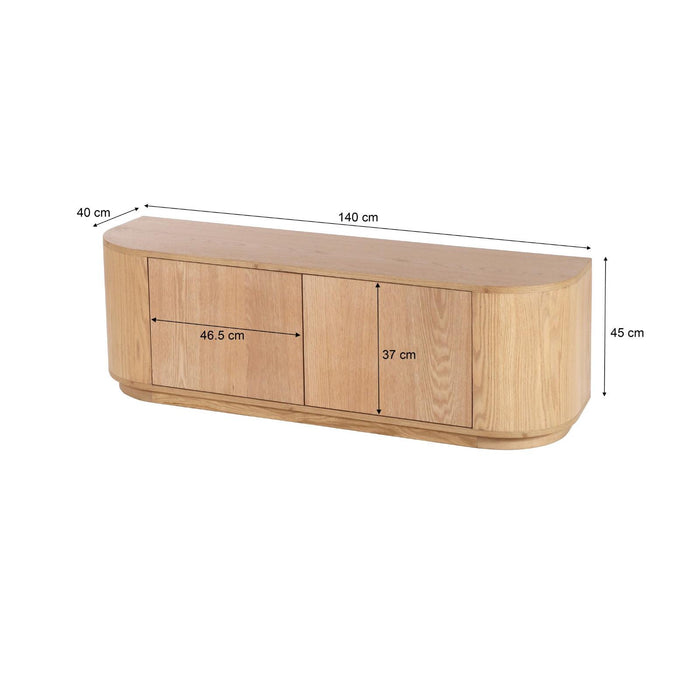 TV-meubel Novero Eikenhout fineer Naturel hout 140x40x45 cm-TV-meubels-Livingfurn