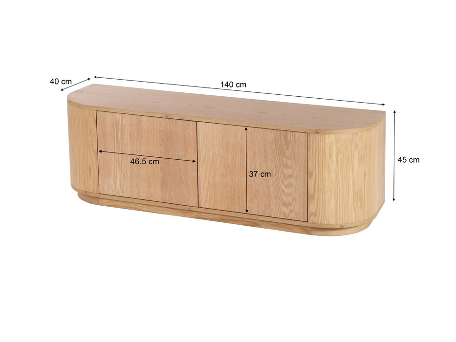 TV-meubel Novero Eikenhout fineer Naturel hout 140x40x45 cm-TV-meubels-Livingfurn