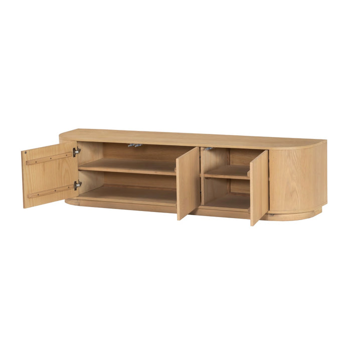 TV-meubel Novero Eikenhout fineer Naturel hout 180x40x45 cm-TV-meubels-Livingfurn