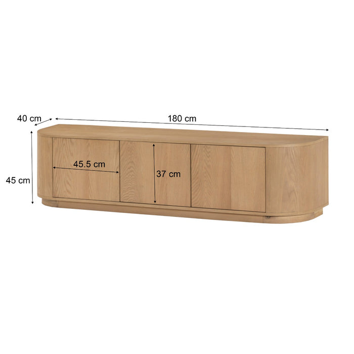 TV-meubel Novero Eikenhout fineer Naturel hout 180x40x45 cm-TV-meubels-Livingfurn