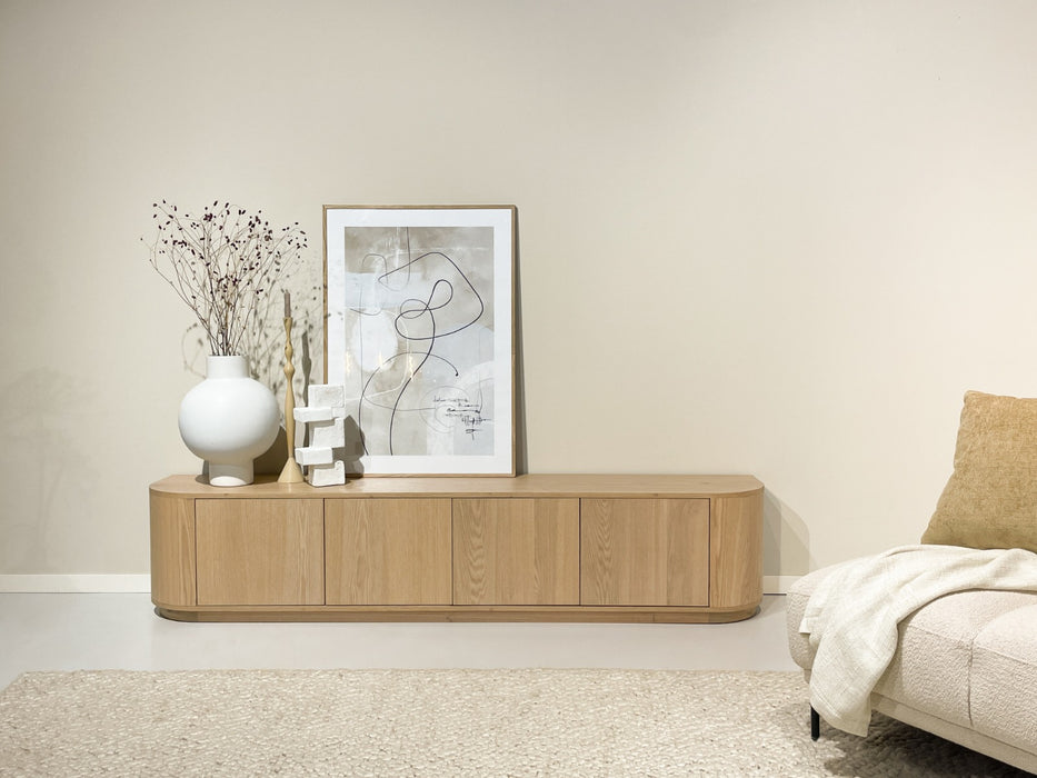 TV-meubel Novero Eikenhout fineer Naturel hout 220x40x45 cm-TV-meubels-Livingfurn